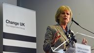 Anna Soubry speaks during a Change UK rally at Church House in Westminster, London.
