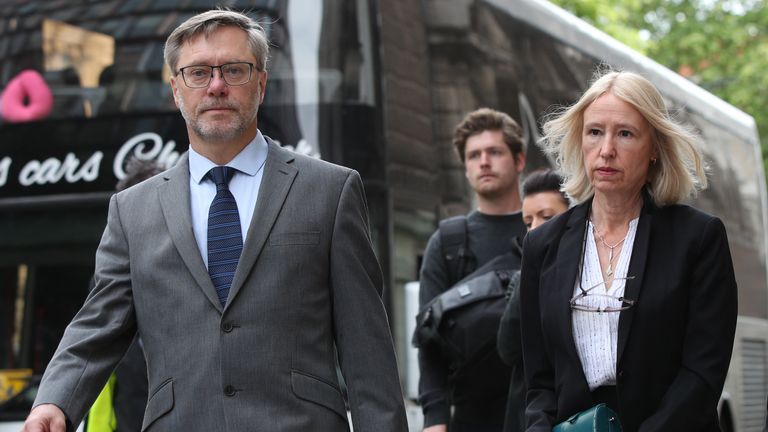 John Letts and Sally Lane, the parents of Jack Letts, dubbed Jihadi Jack, arrive at the Old Bailey, London. The couple are charged with three counts of funding terrorism for sending money to their Muslim convert son after he joined Islamic State.