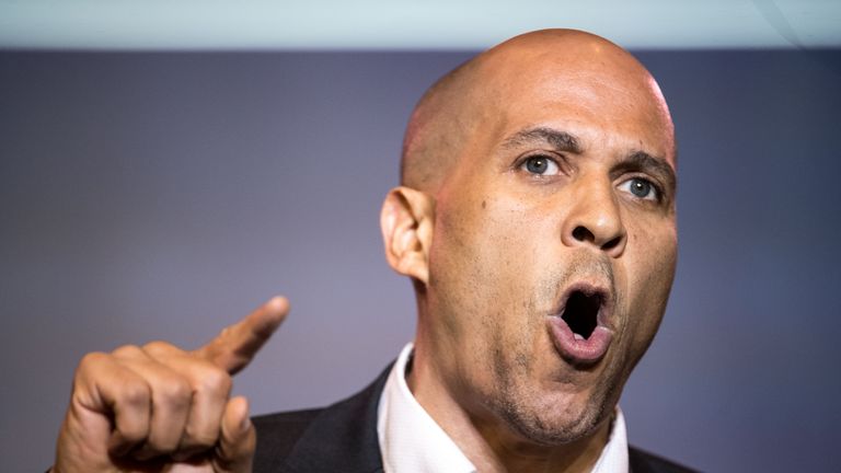 Democratic presidential candidate, Sen. Cory Booker (D-NJ) speaks to the crowd during the 2019 South Carolina Democratic Party State Convention on June 22, 2019 in Columbia, South Carolina. Democratic presidential hopefuls are converging on South Carolina this weekend for a host of events where the candidates can directly address an important voting bloc in the Democratic primary. (Photo by Sean Rayford/Getty Images)