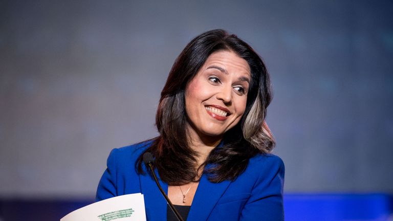 COLUMBIA, SC - JUNE 22: Democratic presidential candidate Rep. Tulsi Gabbard (R-HI) addresses the crowd during the 2019 South Carolina Democratic Party State Convention on June 22, 2019 in Columbia, South Carolina. Democratic presidential hopefuls are converging on South Carolina this weekend for a host of events where the candidates can directly address an important voting bloc in the Democratic primary. (Photo by Sean Rayford/Getty Images)