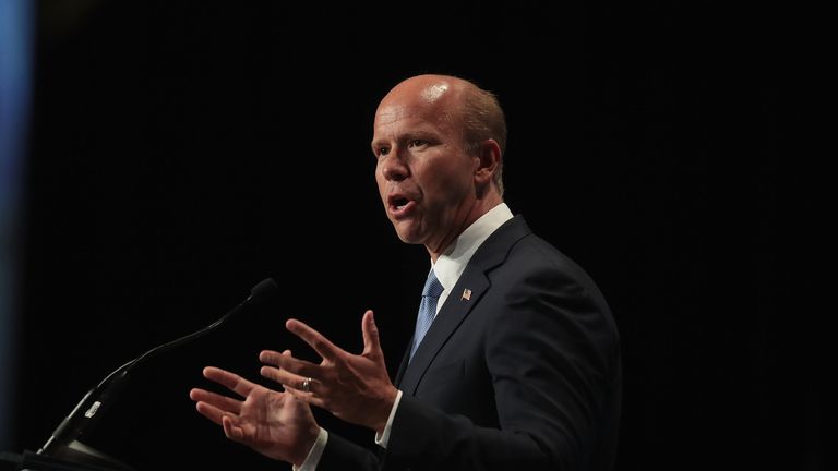 CEDAR RAPIDS, IOWA - JUNE 09: Democratic presidential candidate and former Maryland congressman John Delaney speaks at the Iowa Democratic Party's Hall of Fame Dinner on June 9, 2019 in Cedar Rapids, Iowa. Nearly all of the 23 Democratic candidates running for president were campaigning in Iowa this weekend. President Donald Trump has two events scheduled in the state on Tuesday.  (Photo by Scott Olson/Getty Images)