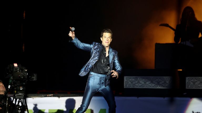 Brandon Flowers of the American band The Killers performs the Saturday headline slot at Glastonbury Festival in Somerset, Britain June 29, 2019. REUTERS/Henry Nicholls