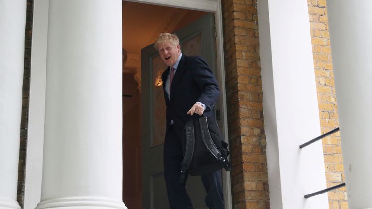 PM hopeful Boris Johnson leaves his home in London