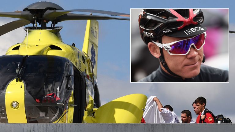 Chris Froome has been transferred by helicopter to another hospital