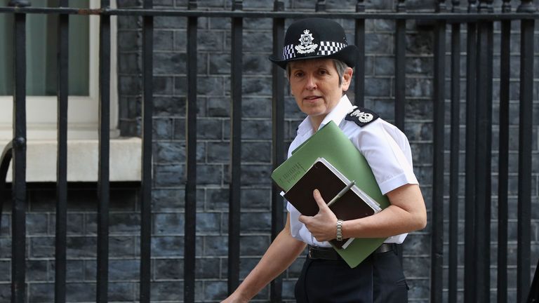 Metropolitan Police Commissioner Cressida Dick arrives for a serious youth violence summit in Downing Street in London.