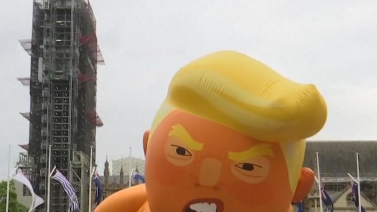 The Donald Trump blimp is inflated in Parliament Square