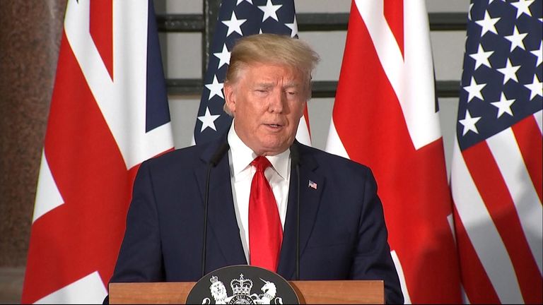 The President tells Sky News&#39; Beth Rigby Sadiq Khan is a &#34;negative force&#34; who should not be criticising &#34;a representative of the United States&#34;.