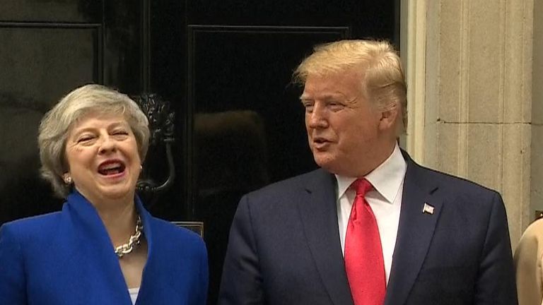 Donald Trump meets Theresa May in Downing Street
