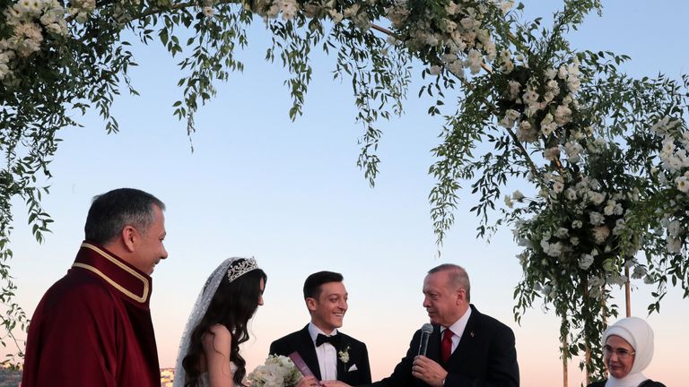 Turkish President Erdogan attends wedding ceremony of Arsenal's German football player Mesut Ozil