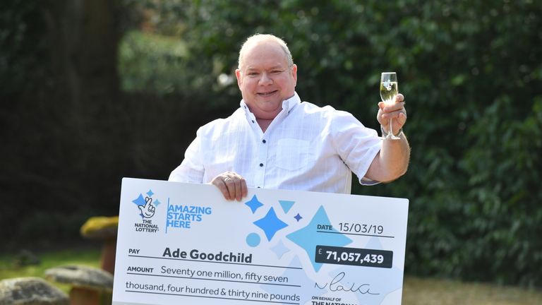 Factory worker Ade Goodchild, 58, won £71m in a EuroMillions draw in March