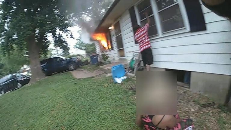 Dramatic rescue of toddler from burning house