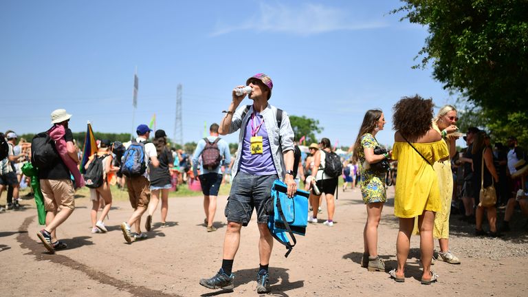 Glastonbury festival-goers on day three of the event