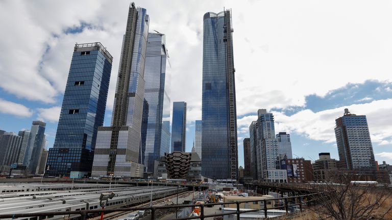 The Hudson Yards development on Manhattan's West side seen from High Line Park