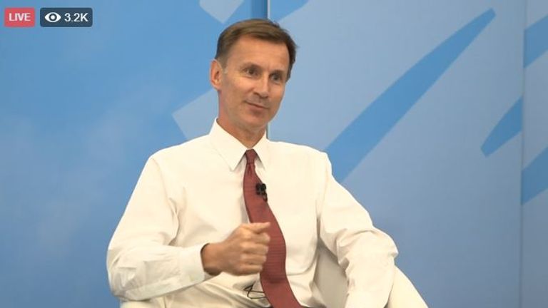 Jeremy Hunt at the Conservatives digital hustings. Pic: Facebook