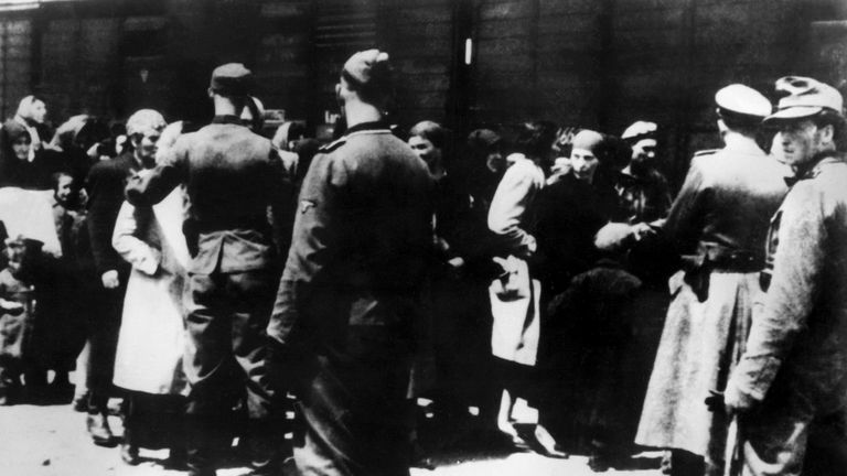 Jewish prisoners are selected for the gad chambers at the Auschwitz concentration camp 