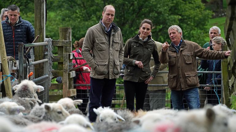The royal couple are shown around Deepdale Hall Farm in Patterdale
