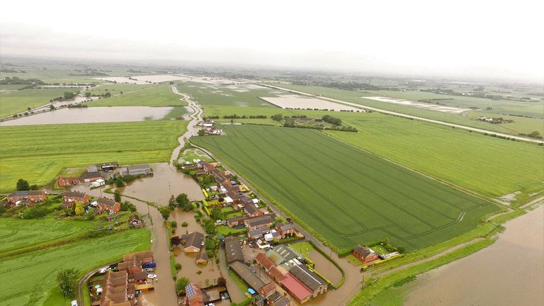 Flooding in Wainfleet All Saints, in Lincolnshire. Pic: Chris Dower/PA