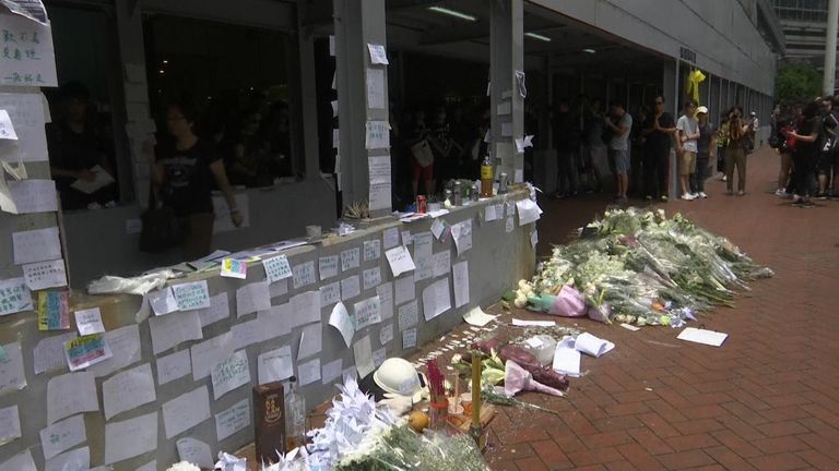 The memorial for the man who died during a protest