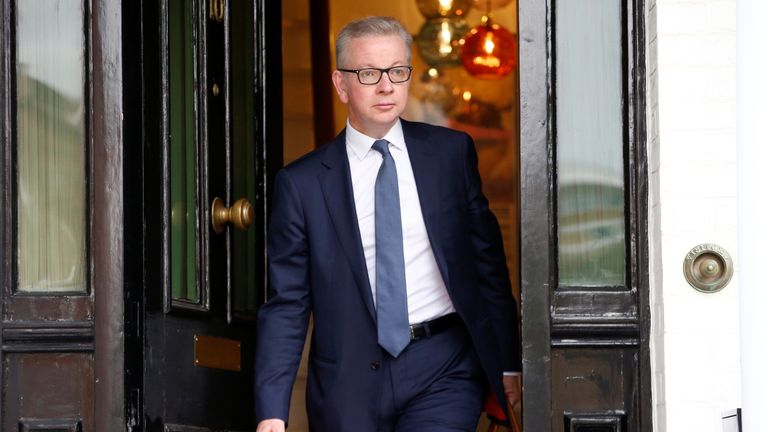 Conservative Party leadership candidate Michael Gove leaves his home in London