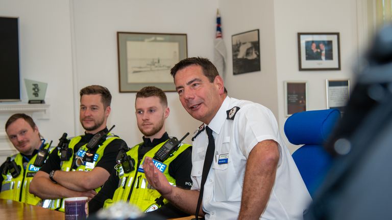 Chief constable Nick Adderley (right) believes all UK police officers will be armed with Tasers in the future. Pic: Northamptonshire Police