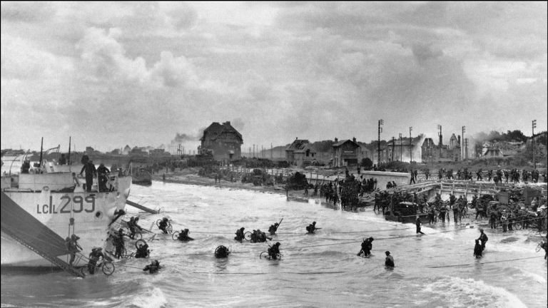 The Normandy landings on D-Day, 6 June 1944