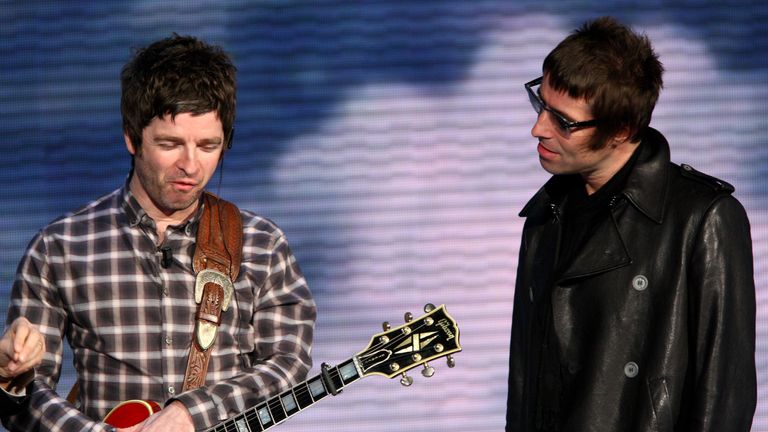 Noel Gallagher and Liam Gallagher Che Tempo Che Fa Italian TV Show in 2008 in Milan, Italy