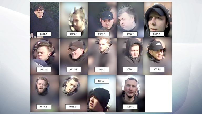 Police have released images of 14 men wanted over violence before Crystal Palace v Brighton