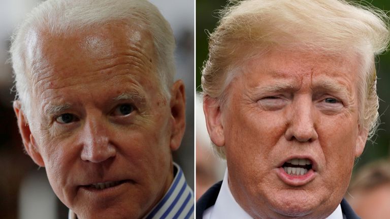 Joe Biden and President Trump are facing off in different speeches in Iowa tonight