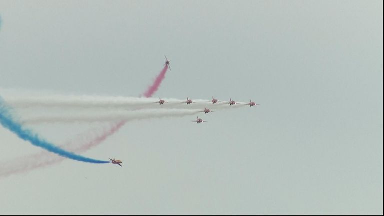 Red Arrows display team over Portsmouth