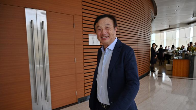 Ren Zhengfei leaves the meeting at the company's Shenzhen headquarters