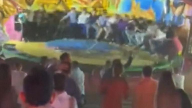Dozens of people have been hurt in a fairground accident near the Spanish city of Seville