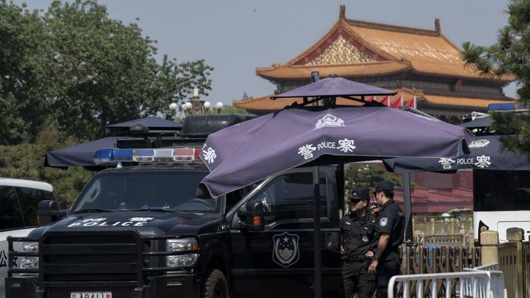 Security officials have been present at the square in Beijing