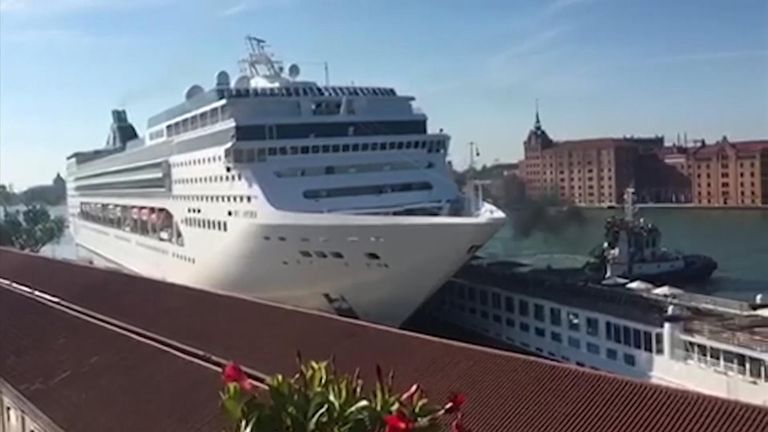 Cruise Ship Crashes Into Dock And Tourist Boat In Venice