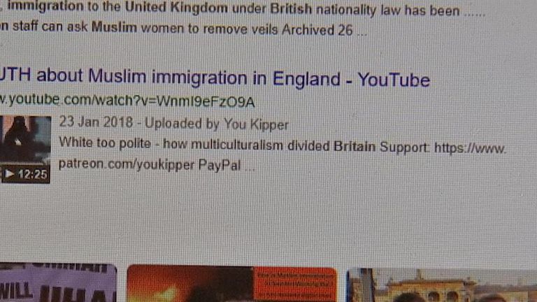 A search for "Muslim immigration Britain" on 25 April showed four videos