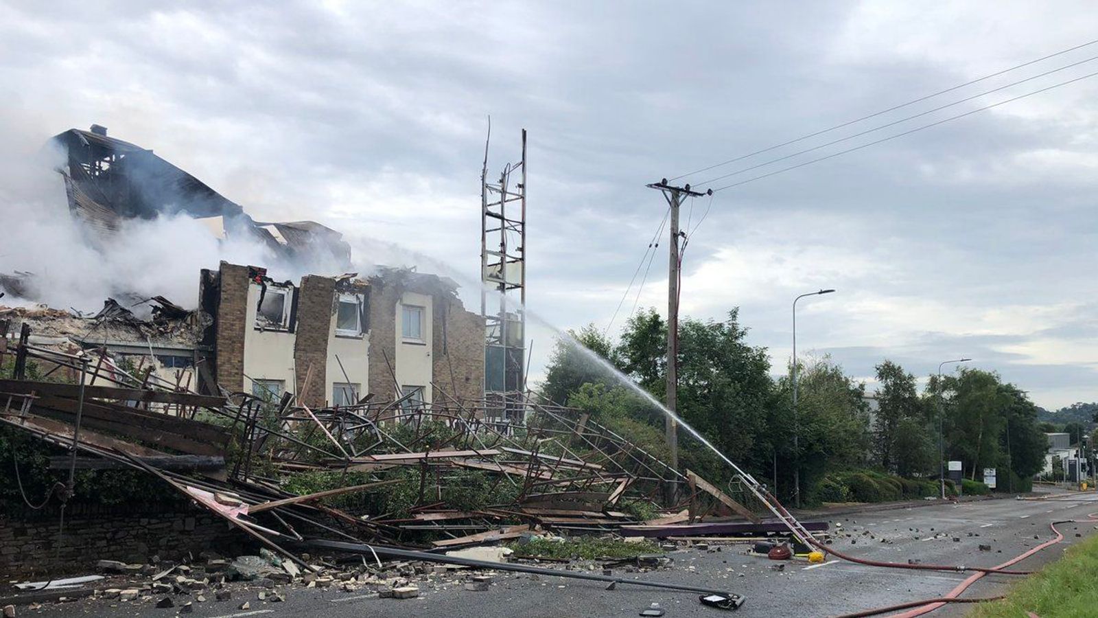 Fireravaged Premier Inn hotel in Bristol collapses onto road UK News Sky News