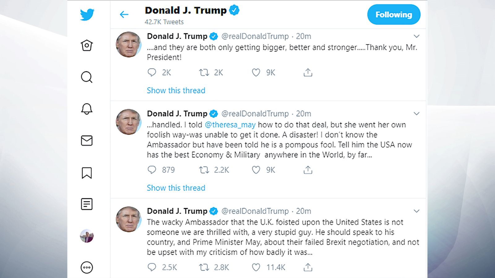 Police tell source of Trump memos leak 'turn yourself in' as Osborne criticises inquiry UK