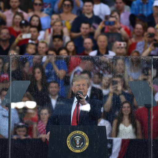 did trump say stormed airports in fourth of july speech