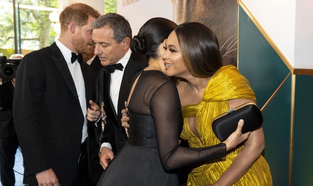 Beyonce tells Meghan 'we love you guys' at Lion King premiere