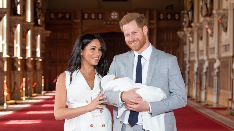 The Duke and Duchess of Sussex with their baby son Archie, shortly after he was born in May