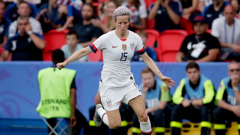 PARIS, FRANCE - JUNE 28: Megan Rapinoe of USA Women  during the  World Cup Women  match between France  v USA  at the Parc des Princes on June 28, 2019 in Paris France (Photo by Eric Verhoeven/Soccrates/Getty Images)