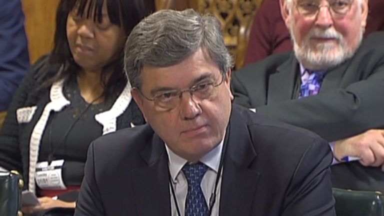 Peter Clarke, HM Chief Inspector of Prisons, gives evidence to a Commons justice committee on prisons reform at the Palace of Westminster in central London.