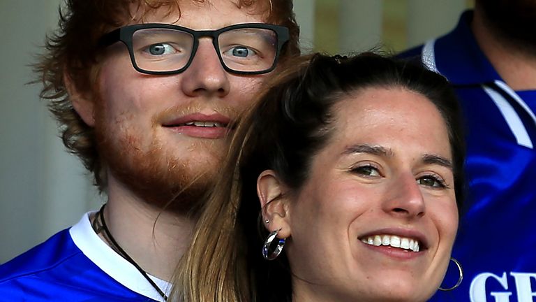 Ed Sheeran and Cherry Seaborn at an Ipswich Town match