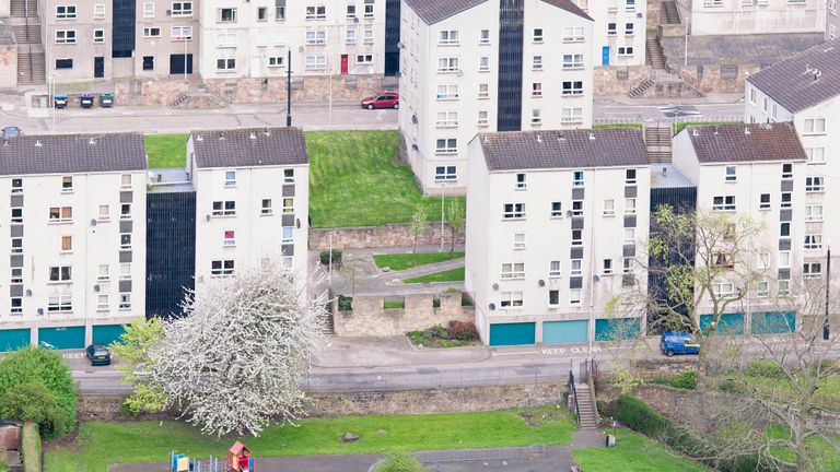 A local playground in a housing development in Edinburgh, Scotland.