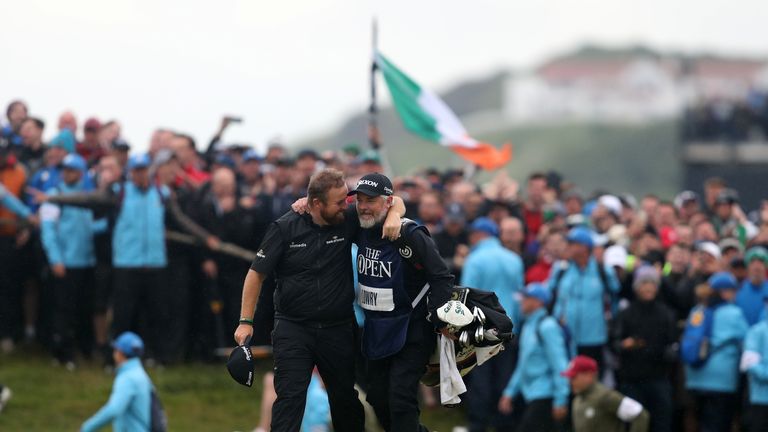 Republic of Ireland's Shane Lowry walks down the 18th after winning The Open Championship 2019 at Royal Portrush Golf Club.