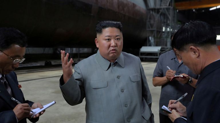 North Korean leader Kim Jong Un visits a submarine factory in an undisclosed location, North Korea, in this undated picture released by North Korea's Central News Agency (KCNA) on July 23, 2019.    KCNA via REUTERS    ATTENTION EDITORS - THIS IMAGE WAS PROVIDED BY A THIRD PARTY. REUTERS IS UNABLE TO INDEPENDENTLY VERIFY THIS IMAGE. NO THIRD PARTY SALES. SOUTH KOREA OUT. NO COMMERCIAL OR EDITORIAL SALES IN SOUTH KOREA.