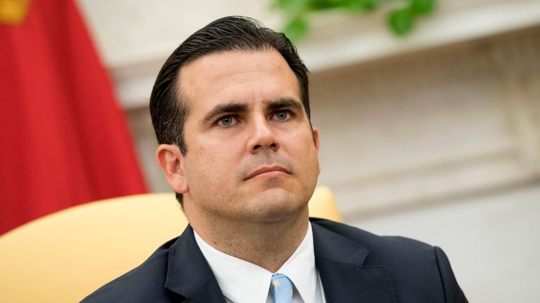 WASHINGTON, D.C. - OCTOBER 19: (AFP-OUT) Governor Ricardo Rossello of Puerto Rico attends a meeting with President Donald Trump in the Oval Office at the White House on October 19, 2017 in Washington, D.C. Trump and Rossello spoke about the continuing recovery efforts following Hurricane Maria. (Photo by Kevin Dietsch-Pool/Getty Images)