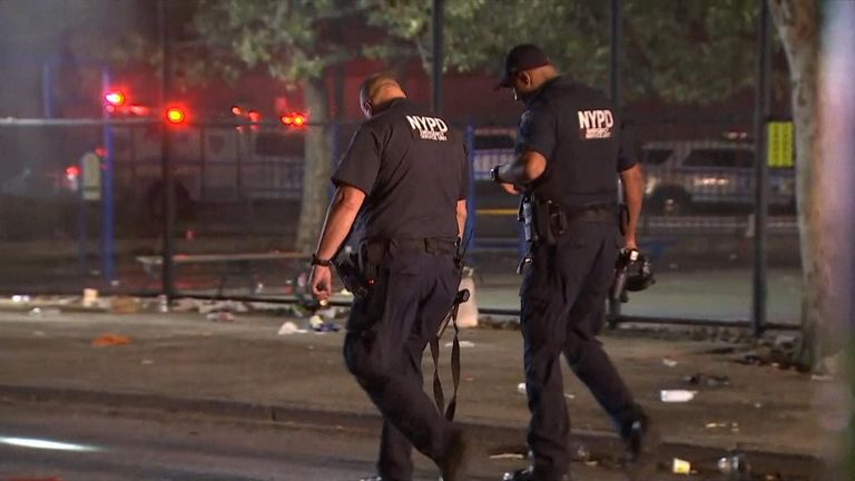 Twelve people have been shot and one person has died at an outdoor community event in the New York City borough of Brooklyn.