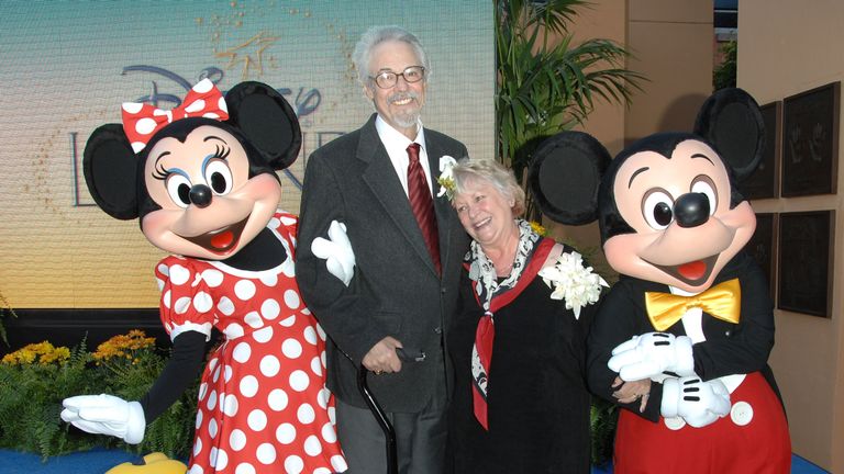 Minnie Mouse, the voice of Mickey Mouse Wayne Allwine, the voice of Minnie Mouse (also Mr. Allwine&#39;s wife) Russi Taylor and Disney charactor Mickey Mouse attend the 2008 Disney Legends Ceremony at the Walt Disney Studios on October 13, 2008 in Burbank, California