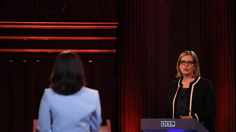 Amber Rudd deputised for Theresa May in a TV debate during the 2017 general election