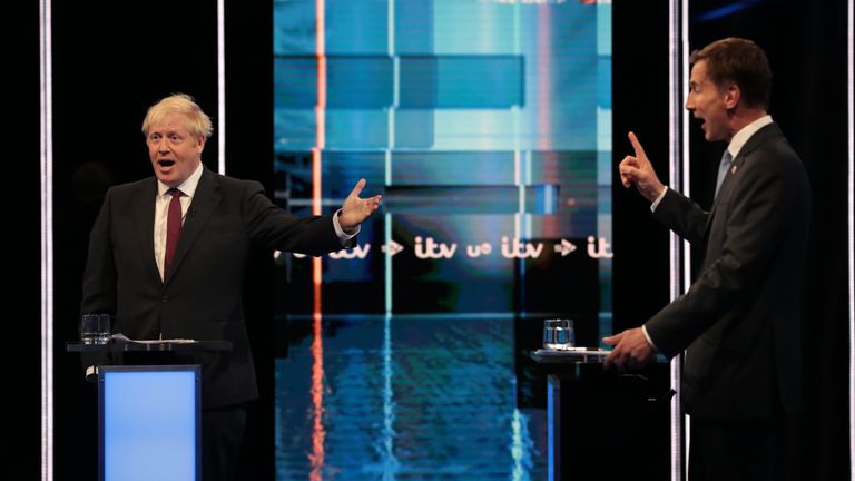 Boris Johnson and Jeremy Hunt in TV debate